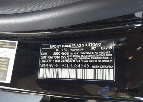 2020 Mercedes-Benz C 300 from USA, damaged, VIN WDDWF8DB4LR534546